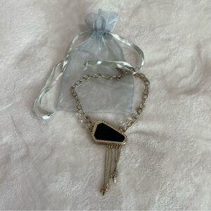 Belle Noel Kim Kardashian Statement Necklace Pendant 16" chain Black Stone